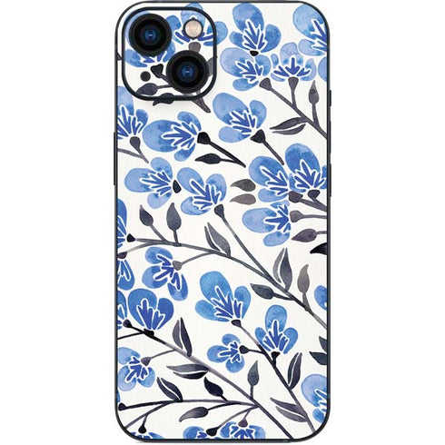 Cat Coq Blue Cherry Blossoms iPhone 14 Plus Skin